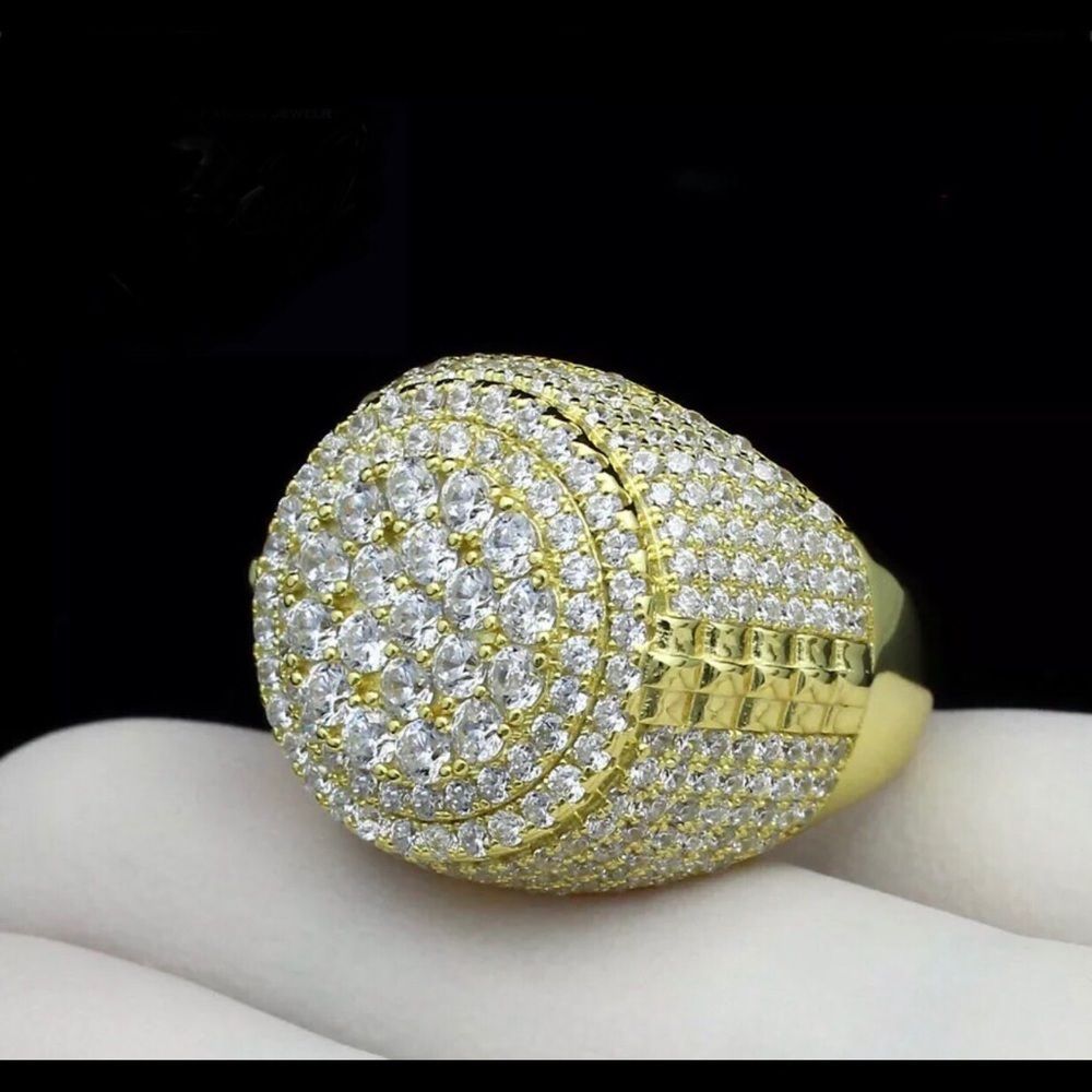 High Quality Men’s Solid 925 Gold Micropave Ring